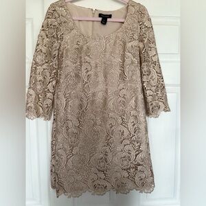 White House Black Market NWT Lace Dress in Beige